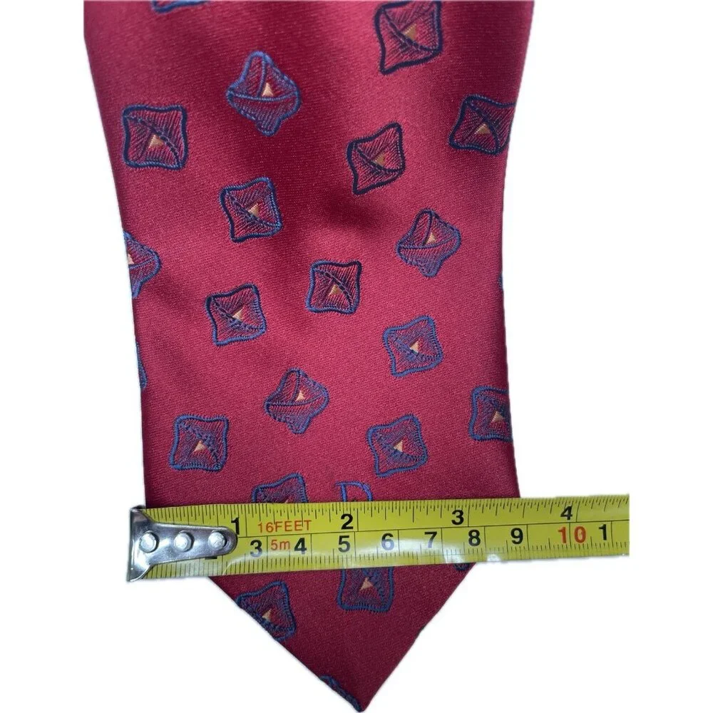 Vintage Dior Red Tie Abstract Floral Geometric Pattern 58”